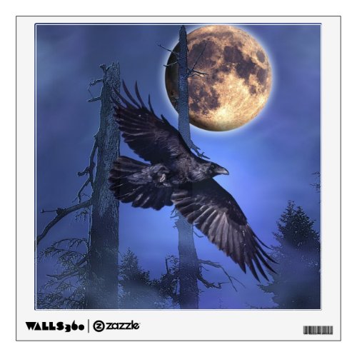 Raven and Moon Fantasy Crow Raven Lover Wall Sticker