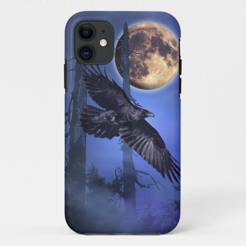 Raven and Moon Fantasy Wildlife iPhone Case