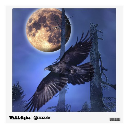 Raven and Moon Fantasy Window or Wall Decal