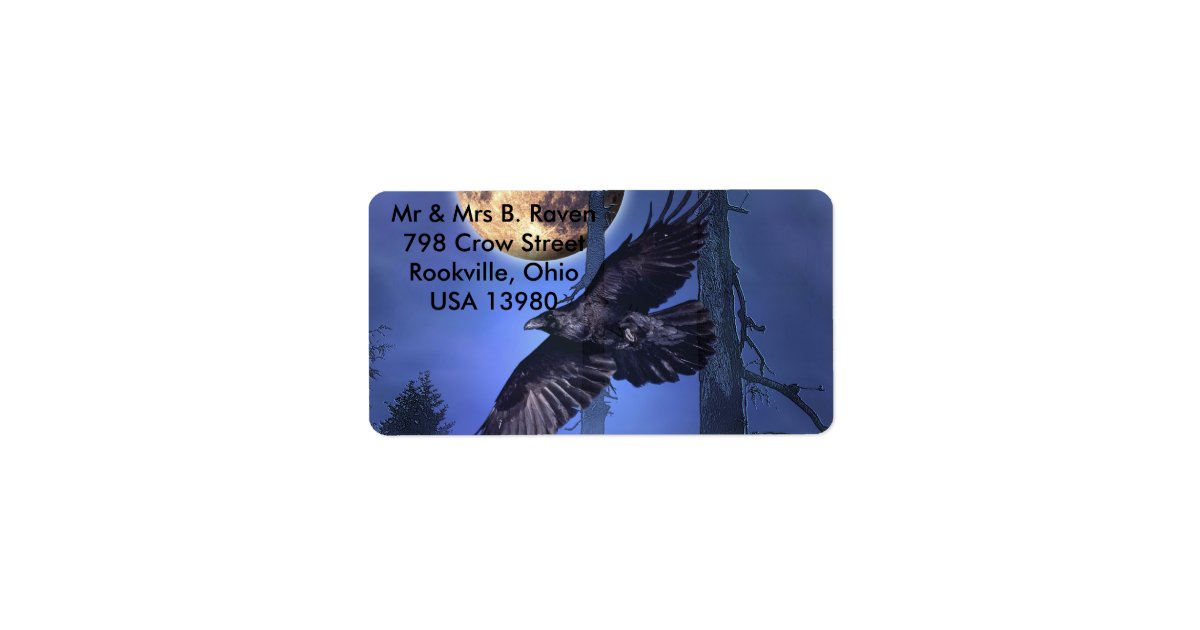 Raven and Moon Labels | Zazzle