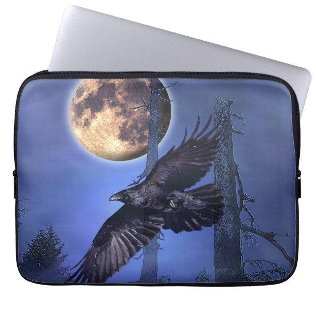 Raven and Moon Laptop Sleeve (Front)