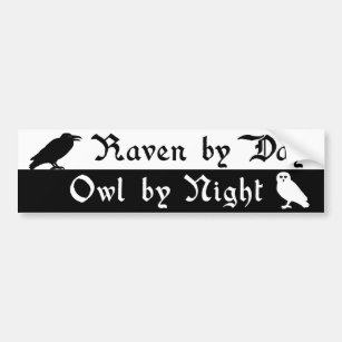 Raven and Owl Bumper Sticker
