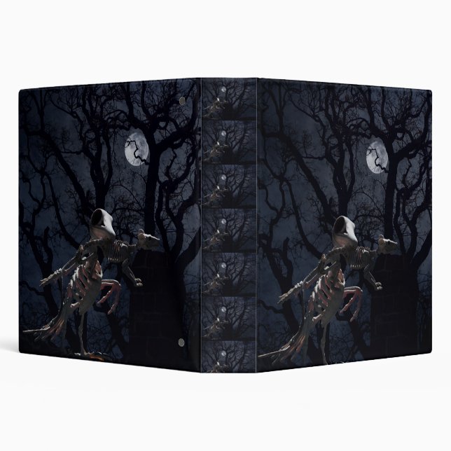 Raven and Rat Skeleton in Moonlight 3 Ring Binder (Background)