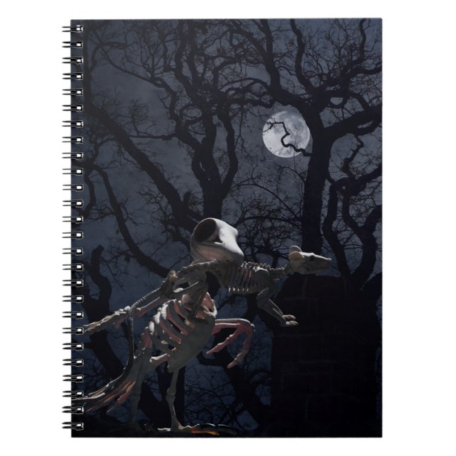 Raven and Rat Skeleton in Moonlight Notebook (Front)