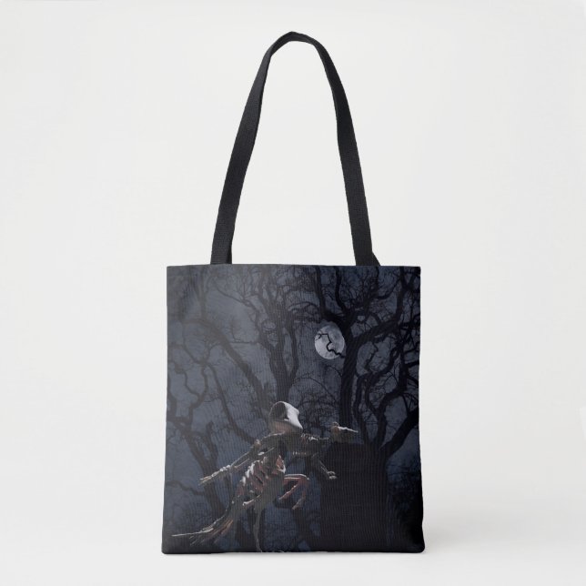Raven and Rat Skeleton in Moonlight Tote Bag (Front)