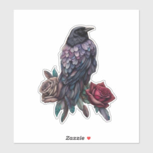 Raven and Roses Beautiful Sticker
