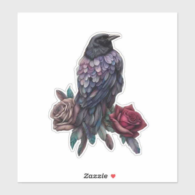 Raven and Roses Beautiful  Sticker (Sheet)