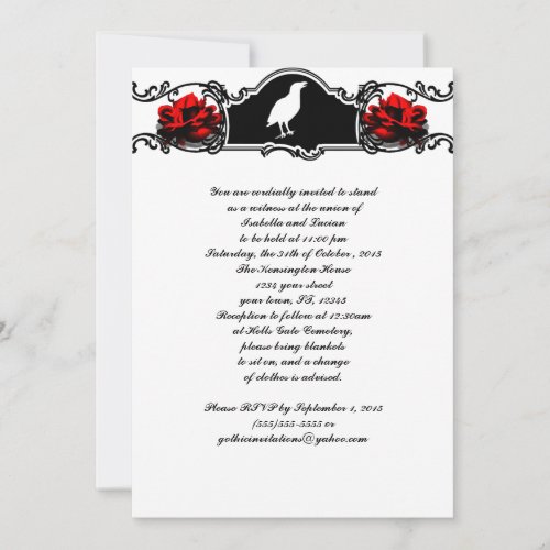 Raven and Roses Goth Wedding Invitation