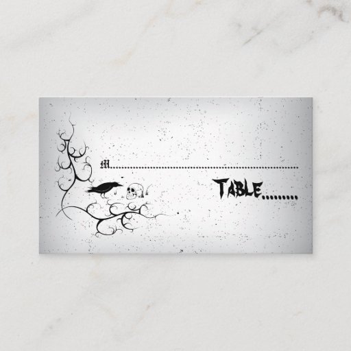 Customizable Raven and skull Gothic wedding place card Business Cards