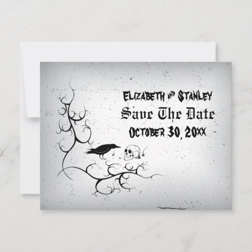 Raven and skull Gothic wedding Save the Date