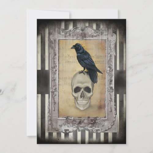 Raven and Skull Halloween Invitation