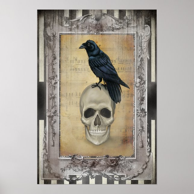 Raven and Skull halloween Poster (Front)