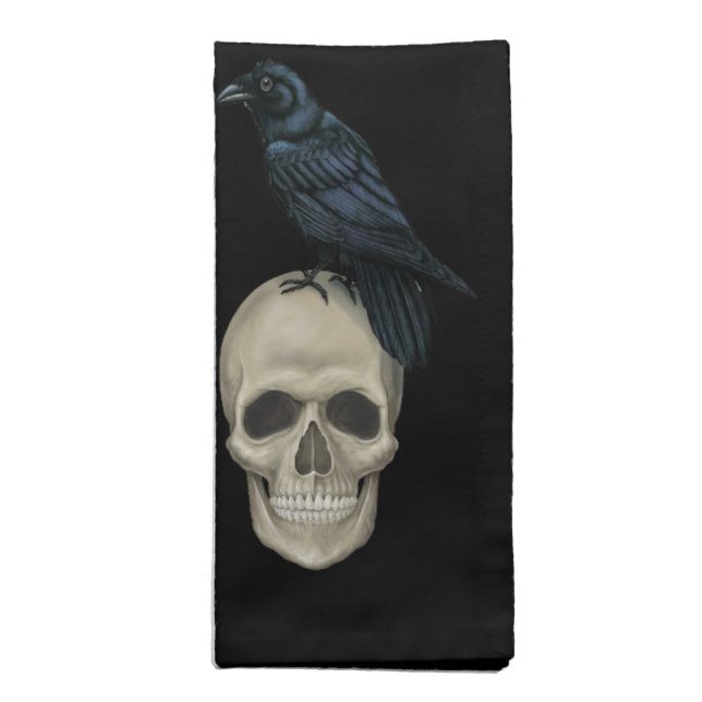 Raven and Skull Napkin (Folded)