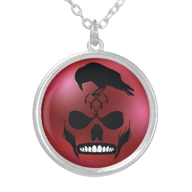 Raven and Skull Necklace (Front)
