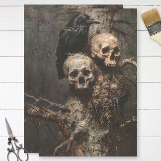 Raven and Skulls Spooky Decoupage Tissue Paper