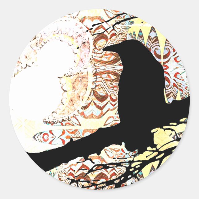 Raven and the Moons Classic Round Sticker (Front)