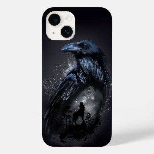 Raven and wolf that howls at the moon Case_Mate iPhone 14 case