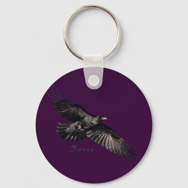 Raven Animal-lover Bird-fancier Gifts Keychain (Front)