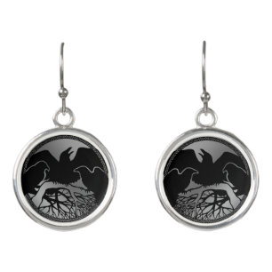 Raven Art Earrings Native Spirit Animal Jewelry