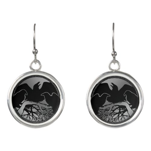 Raven Art Earrings Native Spirit Animal Jewelry