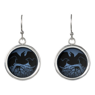 Raven Art Earrings Native Spirit Animal Jewelry
