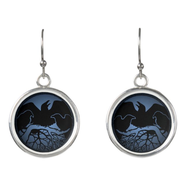 Raven Art Earrings Native Spirit Animal Jewelry (Front)