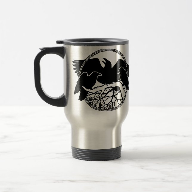 Raven Art Mug Wild Bird Travel Mug Raven  Mugs (Left)