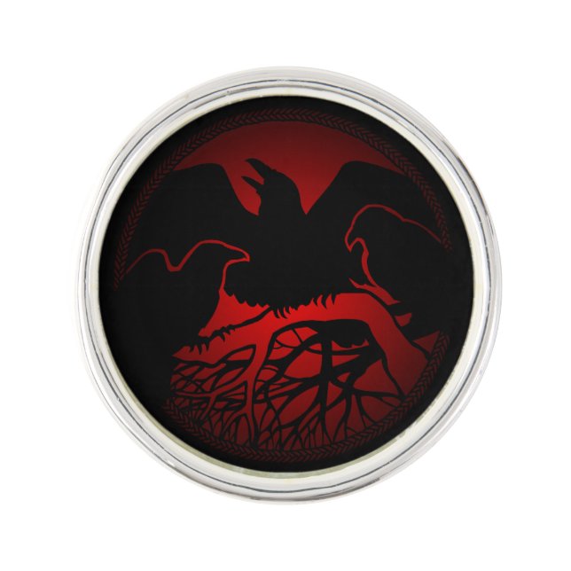 Raven Art Pin Personalized Tribal Raven Lapel Pin (Front)