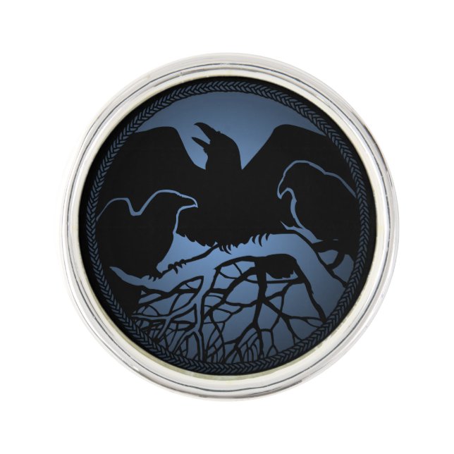 Raven Art Pin Personalized Tribal Raven Lapel Pin (Front)