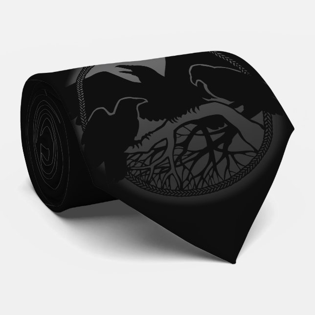 Raven Art Ties Wildlife Crow / Raven Necktie Gifts (Rolled)