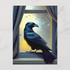 raven at the window postcard