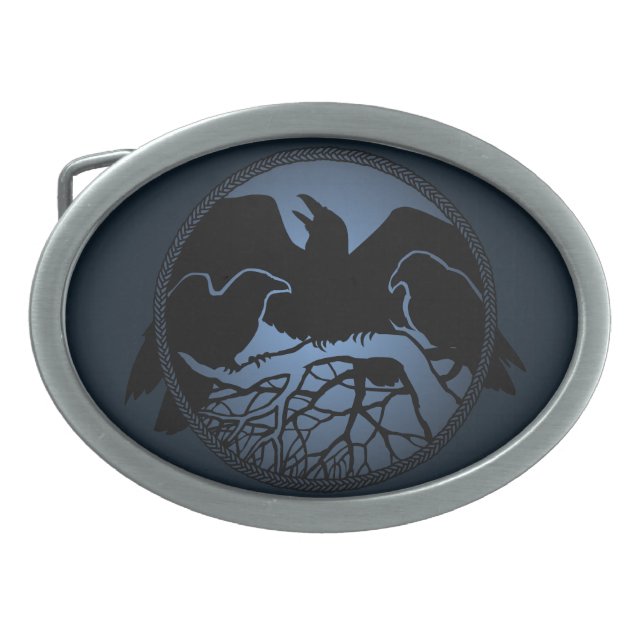 Raven Belt Buckle Raven Art Belt Buckles & Gifts (Front)