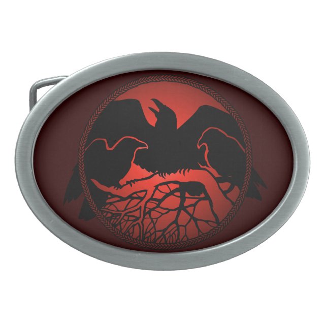 Raven Belt Buckle Raven Art Belt Buckles & Gifts (Front)