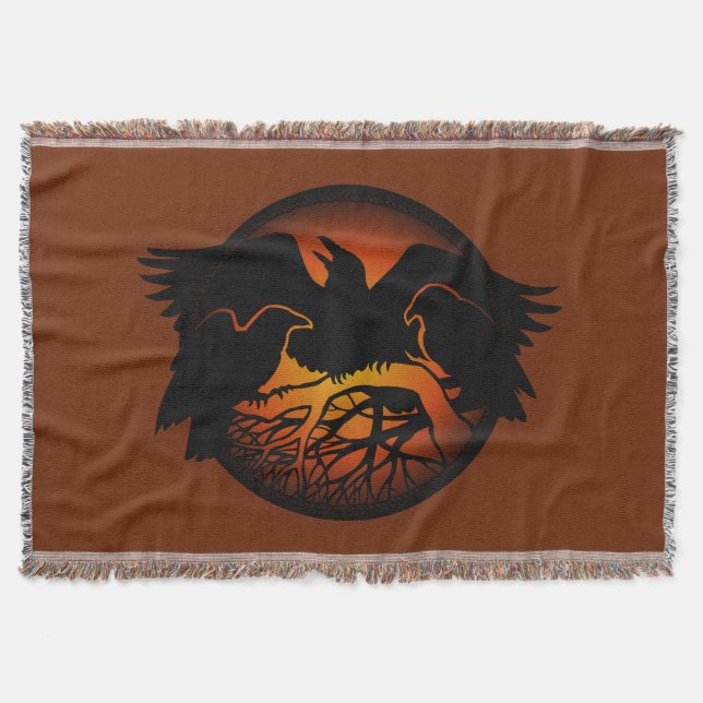 Raven Bird Blanket Spirit Animals Throw Blankets (Front)