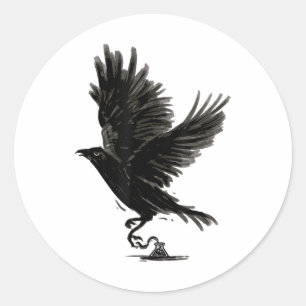 Raven Bird Crow Tattoo _1 Classic Round Sticker