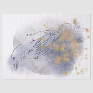 Raven Bird Drawing Watercolor Decoupage Tissue Paper