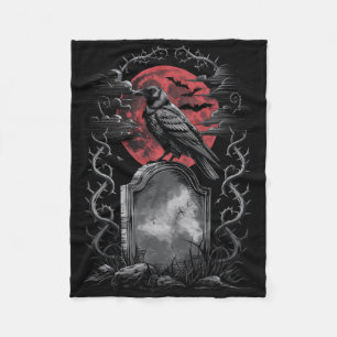 Raven Bird Gothic Raven Art Cemetery Fantasy Fleece Blanket