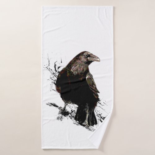 Raven Bird Graphic Art Wildlife Animal Art Bath Towel