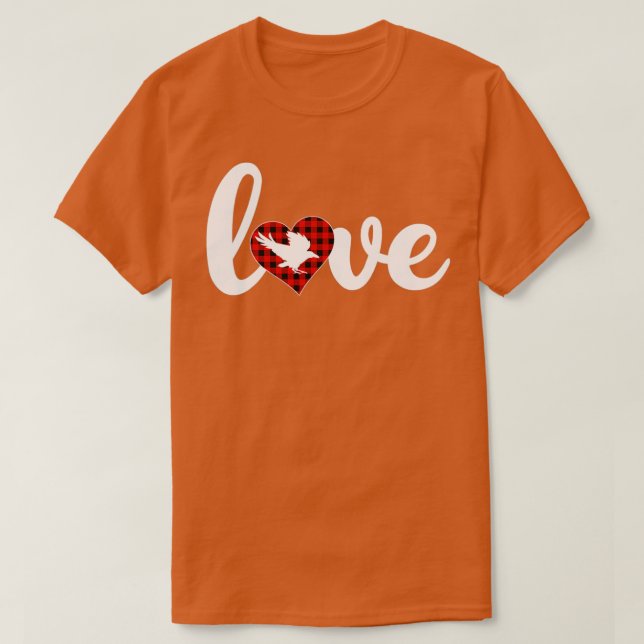 Raven Bird Lover Buffalo Plaid Love Raven Valentin T-Shirt (Design Front)