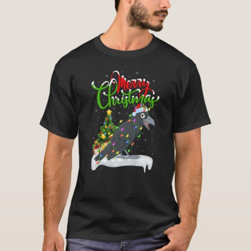 Raven Bird  Xmas Decorations Santa Raven Christmas T_Shirt