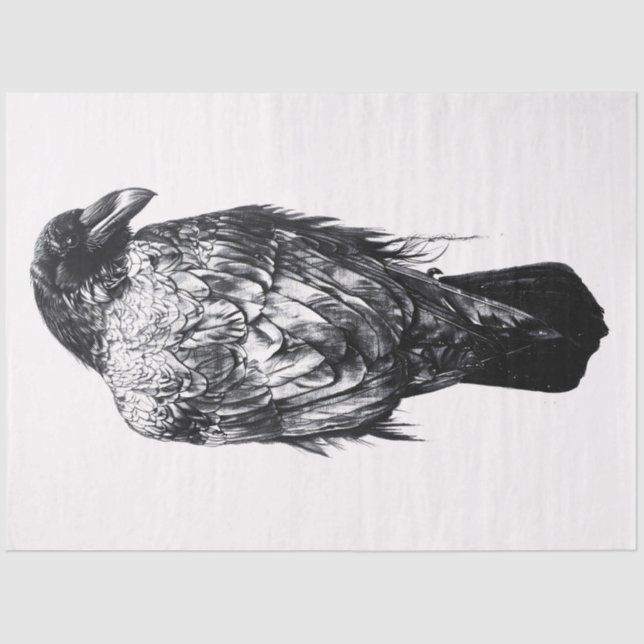 Raven Black and White Decoupage Tissue Paper (Front)