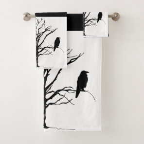 Raven Black Bird  Bath Towel Set