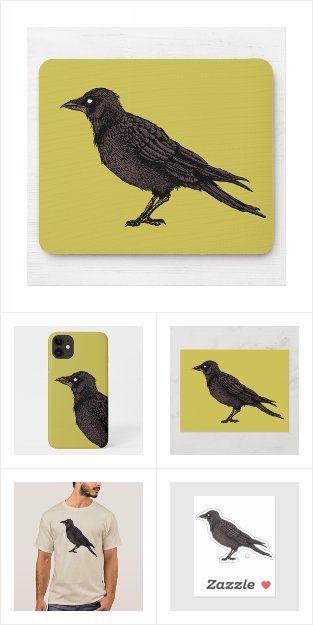Raven Black Crow Gothic Art in Color