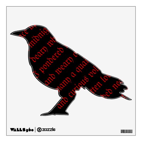 Raven Black Red Poem Text Wall Decal