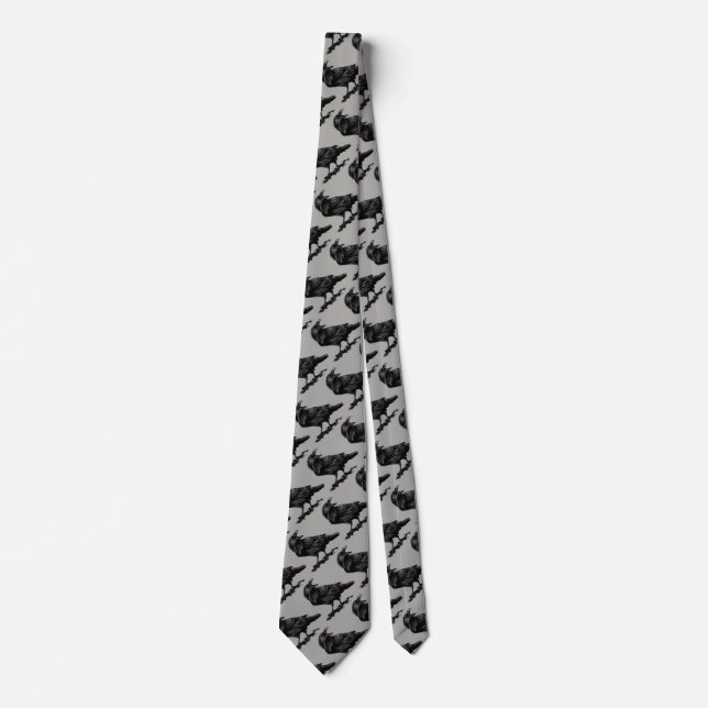 Raven Black Silhouette Bird  Neck Tie (Front)