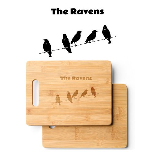 Raven BlackBirds Silhouette Etched Wooden Cutting Board
