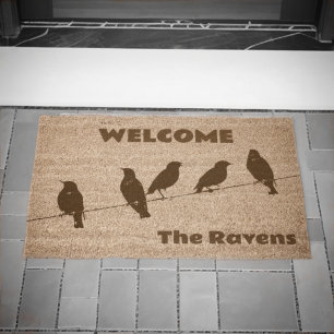 Raven BlackBirds Silhouette Welcome Coir Fiber Doormat