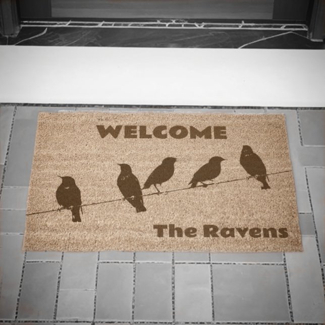 Raven BlackBirds Silhouette Welcome Coir Fiber Fiber Doormat (Creator Uploaded)