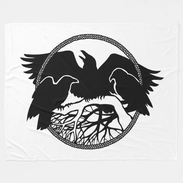 Raven Blanket Native Spirit Animal Fleece Blanket (Front (Horizontal))