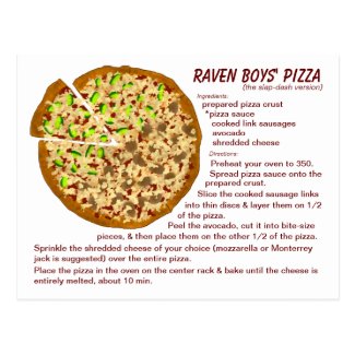 Raven Boys' Pizza Recipe Postcard